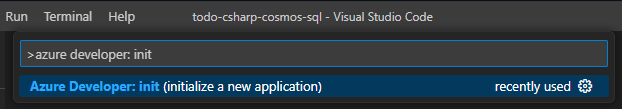 Screenshot der Option zum Initialisieren einer neuen App.