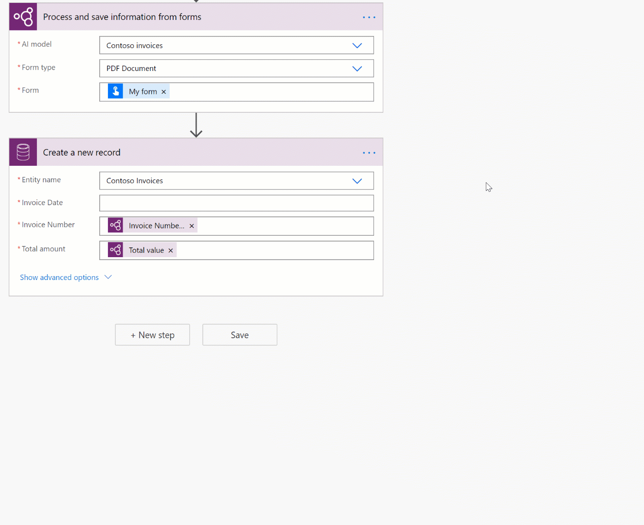 Add the expression above into the input field of an action in your cloud flow. Remember to replace the first parameter of the expression by the document processing output you want to convert to date. Animation of the formatDateTime expression.