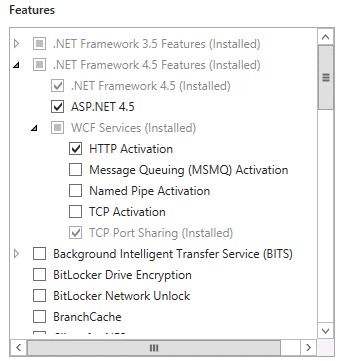 Deployment shows how you can modify the settings for .net framework 4.5.