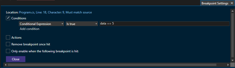 ConditionalBreakpoint Conditional Breakpoint