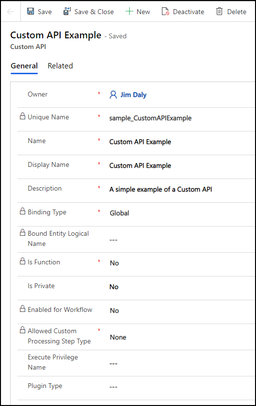 Modulo API personalizzata salvata.