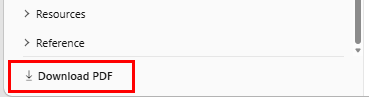 Screenshot che mostra l’opzione per scaricare il contenuto come PDF.